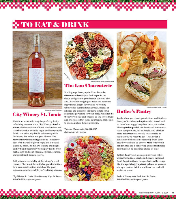 The Lou Charcuterie featured in Ladue News August 2024 magazine!